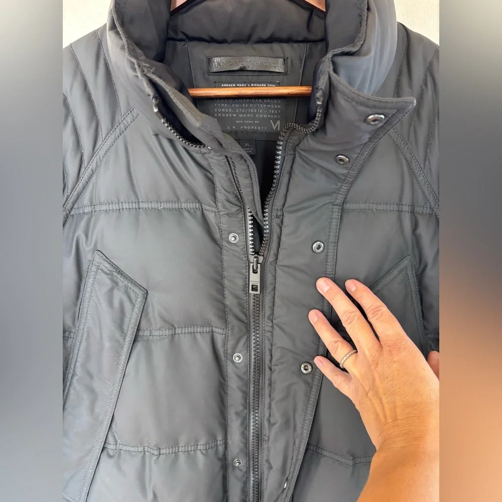 ANDREW MARC x RICHARD CHAI Down Puffer Coat Jacket Black Waterproof NEW Men's XL